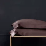 brown cotton set of 2 pillowcases