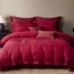 Red jacquard print bedding set
