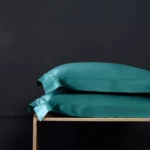 turquoise blue cotton set of pillowcases