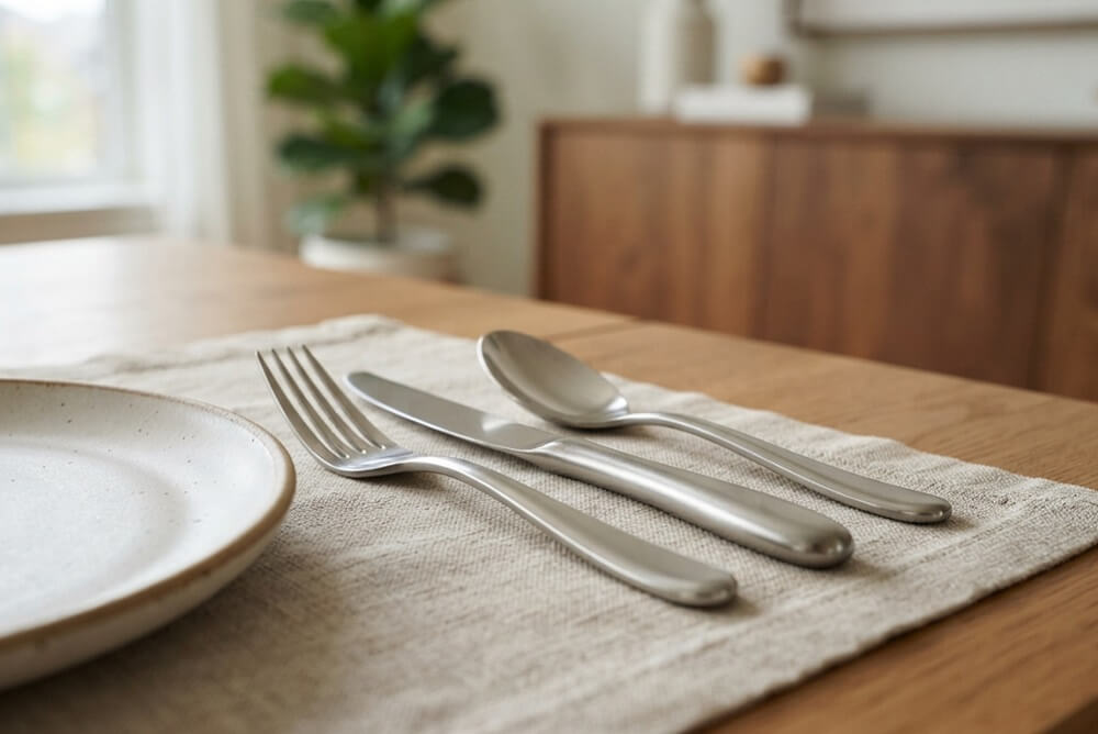cutlery set on dining table